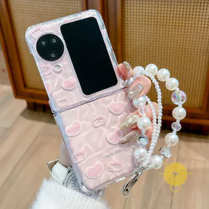 Phone Case For OPPO Find N5 Find N3 Flip N2 Flip TPU Transparent Chain Cat Heart Fold Aesthetic Korean Cute