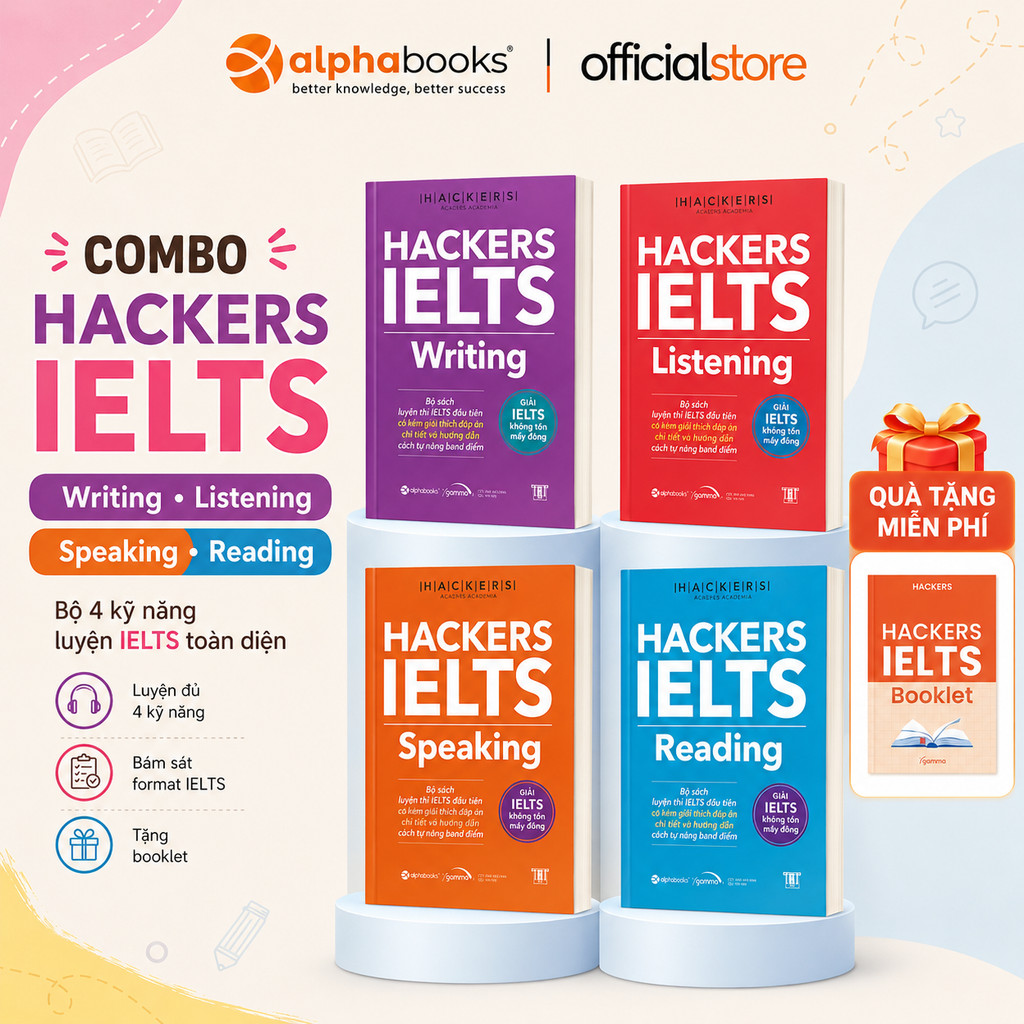 Sách - HACKERS IELTS (Trọn bộ 4 cuốn: Listening + Reading +