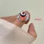 Nhẫn Bánh Dâu DARON, Thìa Nĩa Bánh Mousse Nhẫn, Ngọt Mở Vintage Chunky Thạch Nhẫn Lớp Phủ