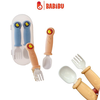 Set 2 thìa dĩa nhựa cho bé tập ăn dặm, chất liệu an toàn