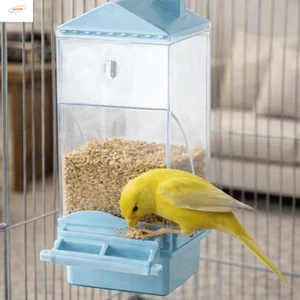 Máy cho chim tự động ZENZON, Hộp đựng thức ăn cho chim chống tràn dung tích lớn, có thể tháo rời treo trong suốt có chân đế Lồng vẹt cho thú cưng