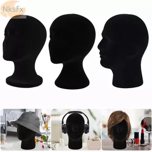 Đầu xốp NKSFX, Đầu ma-nơ-canh màu đen ổn định, Đế trưng bày bọt Phụ kiện hiển thị