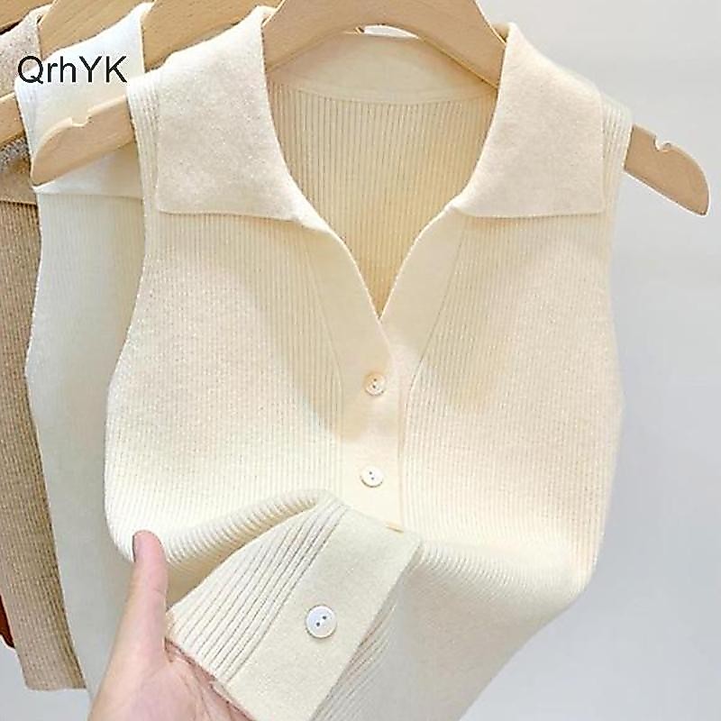 Thời Trang Nhà Máy Thời Trang Hàn Quốc Áo Vest Nữ Màu Trơn Ve Áo Không Tay Slim Top QrhYK