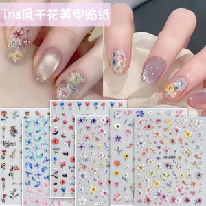 Không Khí Hoa Khô Làm Móng Tay Dán Hoa Khô Nhật Bản Hoa Hồng Dopamine Chuyển Màu Mờ Hoa Khô Làm Móng Tay Dán