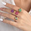 Nhẫn thép titan zircon đa năng sáu lá thời trang chống phai màu