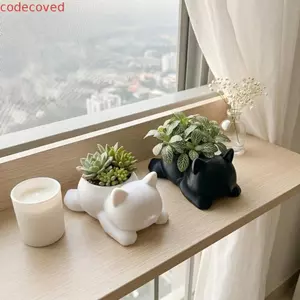 Chậu hoa mèo MOCOVED, Hộp lưu trữ hình mèo dễ thương in 3D, Đồ trang trí Kawaii Trang trí chậu cây Mini đa chức năng Ban công