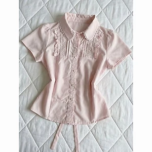 Retro sang trọng thiết kế thích hợp áo hồng giảm eo hàng đầu mùa hè