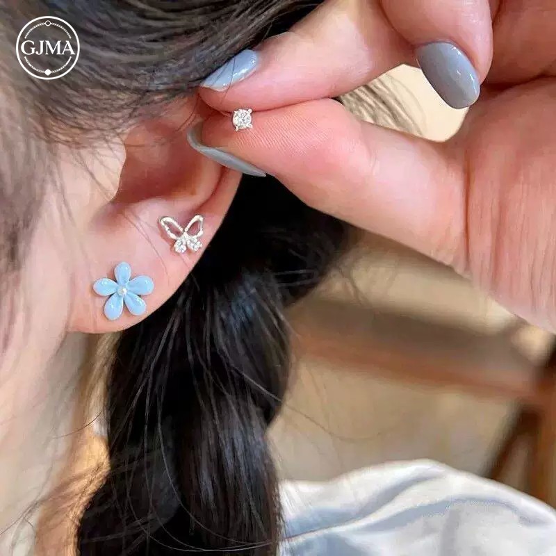 Bông tai thả dầu hình bướm kim bạc Phụ kiện thời trang đơn giản dành cho nữ (Bộ sáu mảnh)