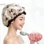 Bộ ba mảnh Mũ tắm tái sử dụng chống nước hai lớp Mũ tắm có thể tái sử dụng thời trang và co giãn Vỏ tóc in nơ cho mũ tắm