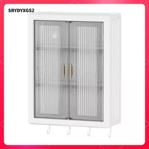 Dụng cụ trang điểm Tủ treo tường Chất liệu PP trắng Bộ lưu trữ đa chức năng cho phòng tắm Vanity