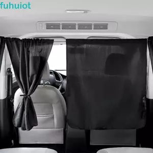 FUHUIOT 2 / 4 Rèm phân vùng riêng tư ô tô, Rèm chia ô tô có thể thu vào chặn ánh sáng, Bảo vệ phân vùng màu đen bền bỉ Bảo vệ bảo mật xe di động Du lịch
