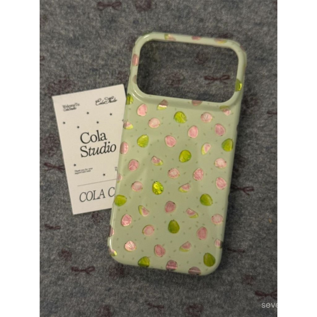 Ốp Điện Thoại Thích Hợp Cho iPhone XS XR 11 12mini 13 14 15 16 17 Pro max Plus Air Polka Dot Light Green Pink Guava Vỏ Bảo Vệ Chống Sốc Bao Gồm Tất Cả 1EKG