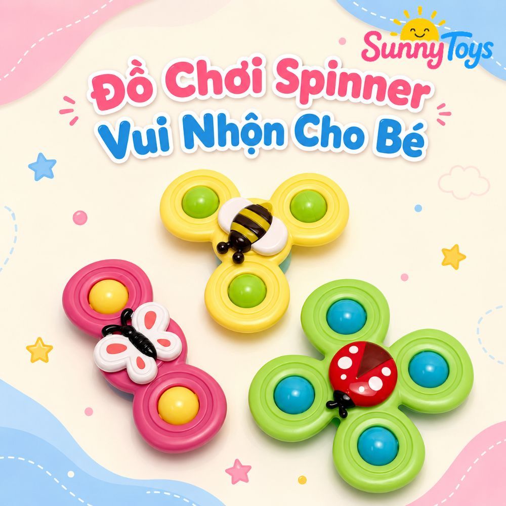 Bộ Con Quay Hít Dính Hình Côn Trùng SunnyToys - Xoay Vui Nhộn Kèm Lục Lạc Cho Bé