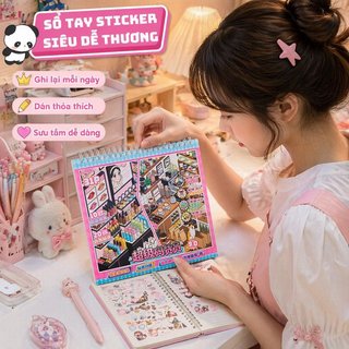 Sách sticker tiểu cảnh mini 10 cảnh – 20 tờ, DIY thư giãn – Siêu dễ dán, giải stress – Chủ đề cửa hàng, bánh ngọt