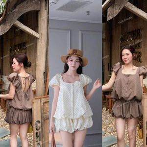 ĐẦM BI CỔ VUÔNG TAY PHỒNG THUN EO FORM BÍ BYJOLIE_LM