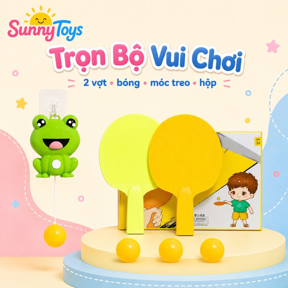 Bóng Bàn Treo Tường Ếch Phản Xạ SunnyToys - Bóng Bàn Treo Tường Gọn Nhẹ Cho Bé Chơi Tại Nhà