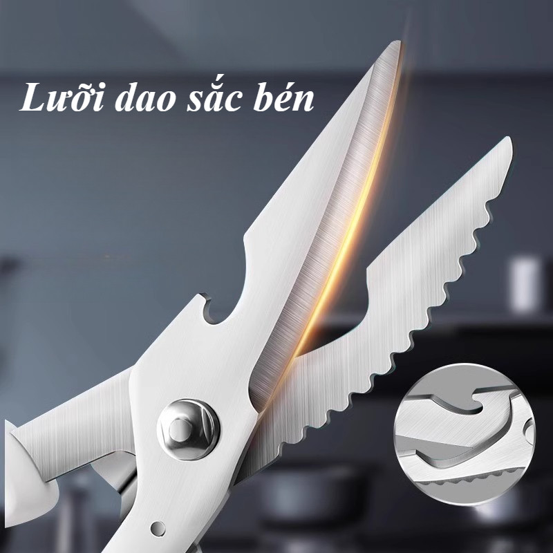 Kéo Cắt Xương Gà Vịt Chuyên Dụng - Thép Không Gỉ SK5 Siêu Bền, Lưỡi Sắc Bén, Chống Dính