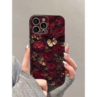 Ốp Điện Thoại Hoa Hồng Lá Vàng Apple 16promax Thích Hợp Cho iPhone15 Đơn Giản 13 / 11 / 14xr Siêu Mỏng 25.8.28
