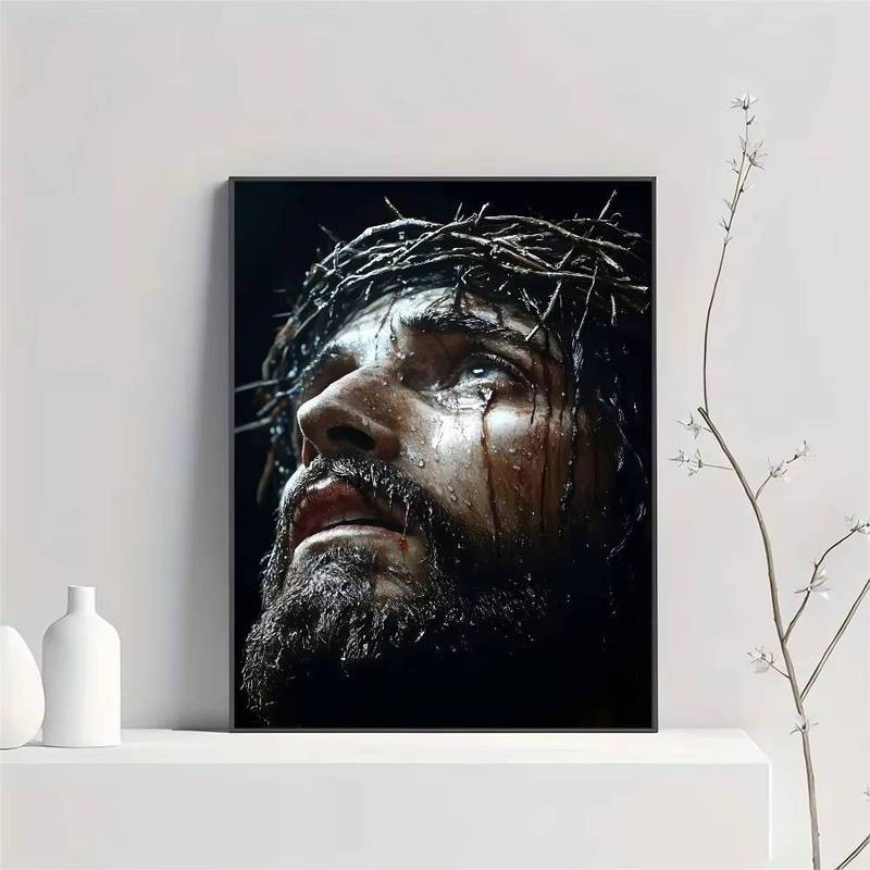 Son of God Jesus Holy Cross Light Wall Art, Poster In Canvas HD, Thích Hợp Cho Gia Đình, Phòng Khách, Tranh Trang Trí Phòng