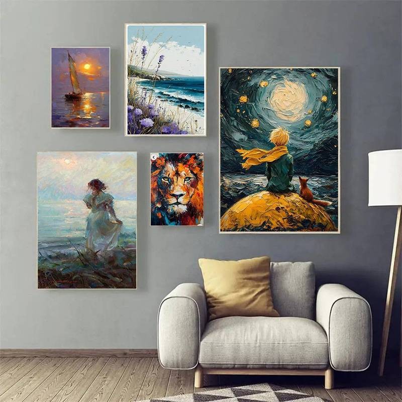 Tranh Sơn Dầu Phong Cách Tranh Canvas Cổ Điển Vẻ Đẹp Chân Dung Với Khung Trang Trí Công Sở Nét Mềm Vintage Hues Nghệ Thuật Nhà Trang Trí Tường Canvas Poster