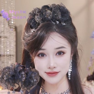 [Huyền bí] Búp bê lưới ngọt ngào Vuốt tóc cho nữ Tính khí Shining Zircon Đuôi ngựa Kẹp mũ công chúa Phụ kiện tóc Quà tặng [Mới]