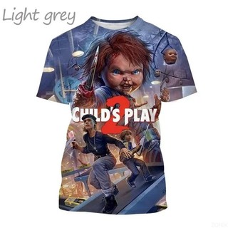 Áo thun in hình Chucky 3D mùa hè Phong cách đường phố vui nhộn Áo ngắn tay nam và nữ Thiết kế kinh dị Áo thun ngắn tay