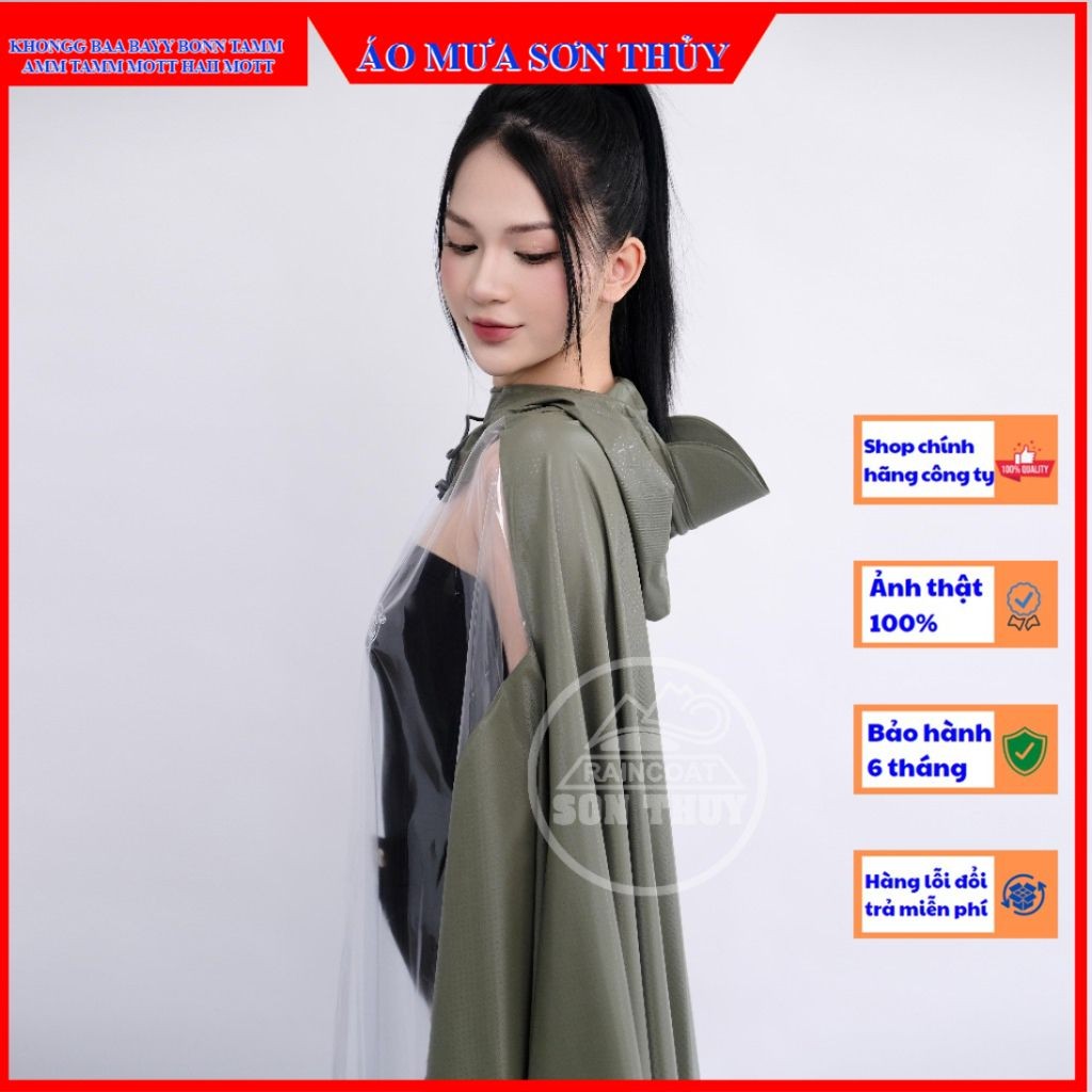 Sơn Thuỷ áo mưa trong suốt nửa trước, tiện lợi quan sát đồng hồ, tốc độ, điện thoại, chở trẻ em phía trước, siêu rộng
