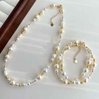 [ DAISYN ] N1030 vòng cổ ngọc trai trắng vàng nhạt phối ngọc trai nước ngọt sang trọng
