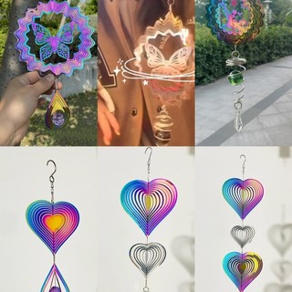 Bắc Âu 3D Gió Mandala Chuông Gió Màu Chuyển Đổi Xoay Chuông Gió Thép Không Gỉ Chảy Ngoài Trời Sân Vườn Treo