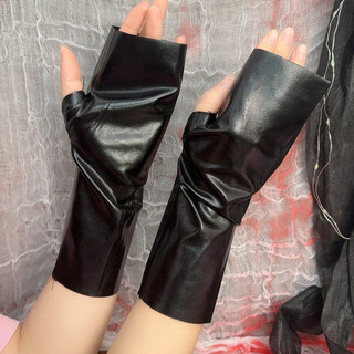 Găng tay không ngón Shine giả da PU, chống thấm nước, phù hợp cosplay Halloween và dùng khi chạy xe máy