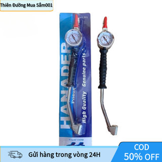 Tay Bơm Đồng Hồ 2 Đầu Cong – Bơm Lốp Ô Tô, Xe Máy, Hiển Thị Áp Suất Chuẩn
