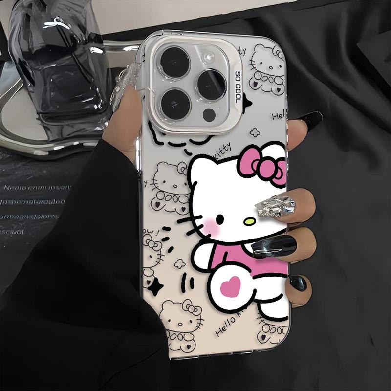 Ốp Lưng iPhone Hình Hello Kitty Đáng Yêu - Tương Thích 16/15/14/13/12/11 Pro Max, XS Max, X