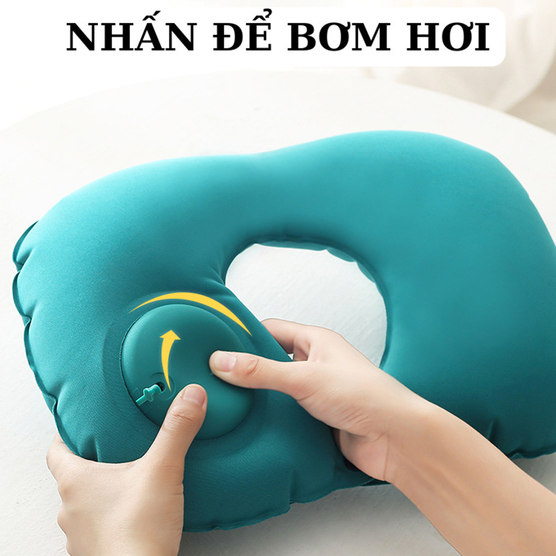 MB6 Gối kê cổ chữ u  cao cấp, Gối chữ u bơm hơi ngủ văn phòng, du lịch gấp gọn tiện dụng MALAN