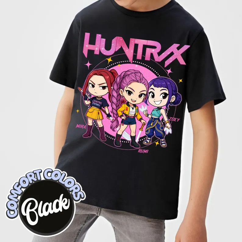 2025 Hàng sẵn có Kpop Demon Hunters Áo thun trẻ em tay ngắn Huntrix Mira Rumi Zoey Graphic Summer Tee 2-11 tuổi