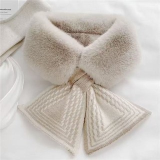 NECKLACEMASK Ấm Cổ Mùa Đông, Lông Thỏ Giả Dày Khăn Cổ Chữ Thập, Ấm Cổ Màu Trơn Thanh Lịch Khăn Choàng Mặc Ngoài Trời