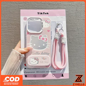 Thích hợp cho OPPO Realme Note 60 Realme Note 50 Note 70 Realme C61 C75 C53 C51 C67 C65 C63 C61 C35 C55 Giá đỡ gương mèo con dễ thương Dây buộc trong suốt Vỏ điện thoại TPU chống sốc