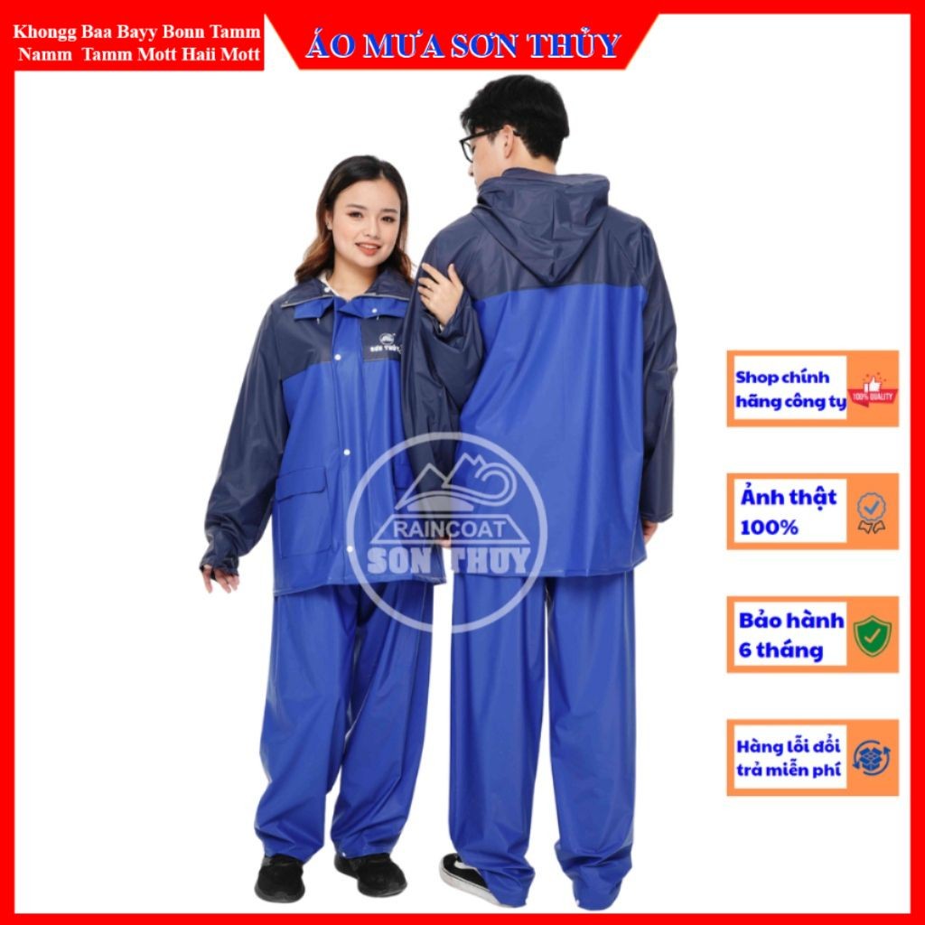 Bộ áo mưa nhựa Sơn Thủy - bộ quần áo đi mưa mưa PVC không thấm nước K12 Không BALO