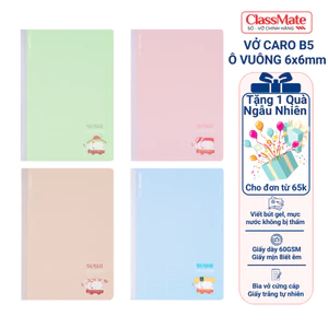 Vở Caro B5 Vở Ô Vuông Caro 6x6mm 100 Trang, Vở Kẻ Caro 80gsm May Gáy, Ghi Chép, Học Ngôn Ngữ NB5-10-0508 -AT