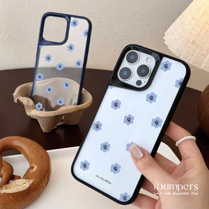 Ibumpers Ốp điện thoại trong suốt họa tiết hoa xanh tươi hợp thời trang cho iPhone 12 13 14 15 16 Pro Max Ốp lưng chống sốc Acrylic cứng