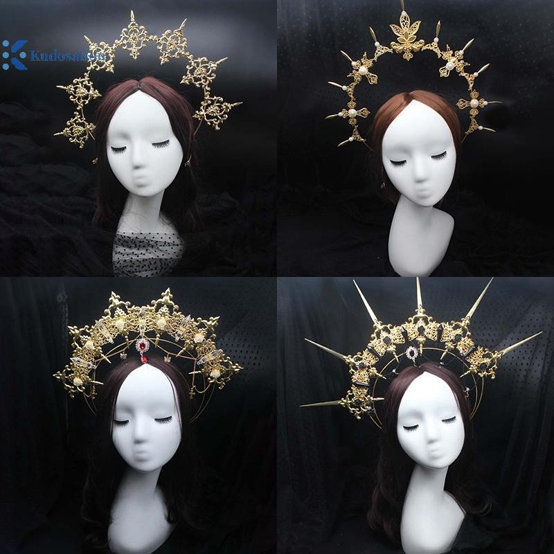 Kudosation Lolita gai vương miện đính cườm chuỗi Tiara Gothic Phụ kiện sang trọng Mũ nón Vật liệu tự làm Gói