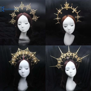 Kudosation Lolita gai vương miện đính cườm chuỗi Tiara Gothic Phụ kiện sang trọng Mũ nón Vật liệu tự làm Gói