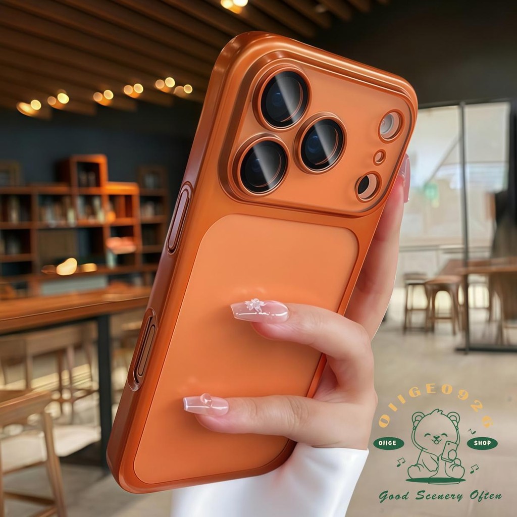 【 Ốp lưng iPhone17 】 màu cam siêu mỏng cảm giác da mờ Vỏ điện thoại iphone 17 Pro Max 16 15 14 13 12 cho vỏ iPhone Vỏ cứng PC chống sốc