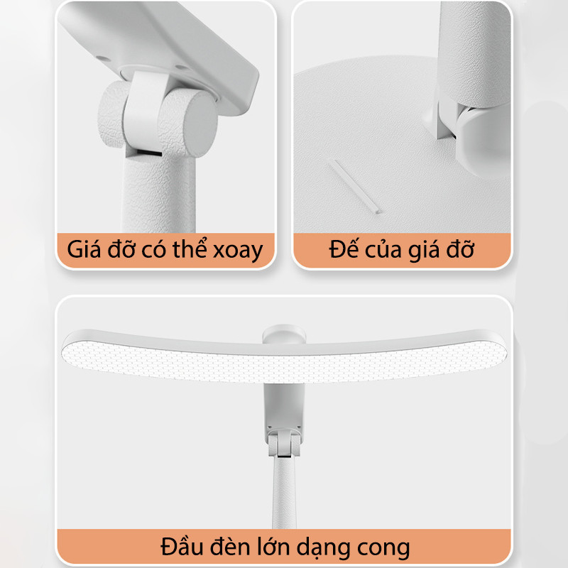 Đèn học 3 chế độ sáng chống cận, bật tắt cảm ứng pin sạc 4000mAh bảo, bảo Vệ Mắt Bé