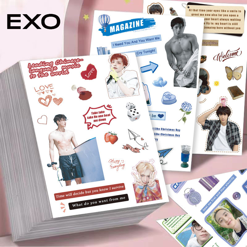 8-100 Cái / bộ EXO Park Chanyeol Miếng Dán Ảnh BAEK HYUN Oh Se Hun EXIST Tinh Chất Đảo Ngược Đừng chiến đấu với cảm giác Hành Lý Laptop Điện Thoại Sổ Tay Dán YM