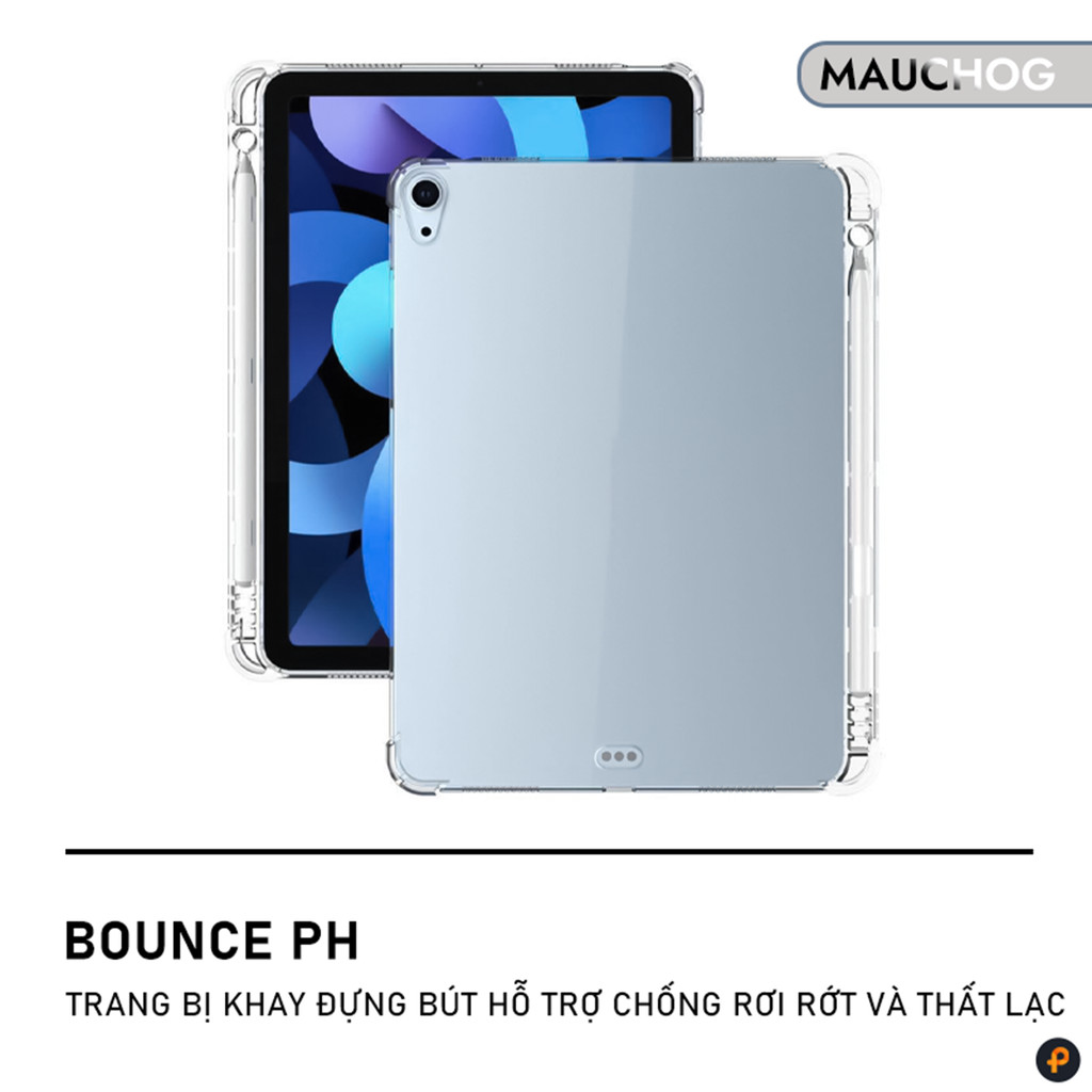 Ốp iPad Trong Suốt Chống Sốc Có Khay Đựng Bút Cho iPad Pro M4 M2 M1 Gen 11 10 Air 7 6 5 4 Mini 7 6