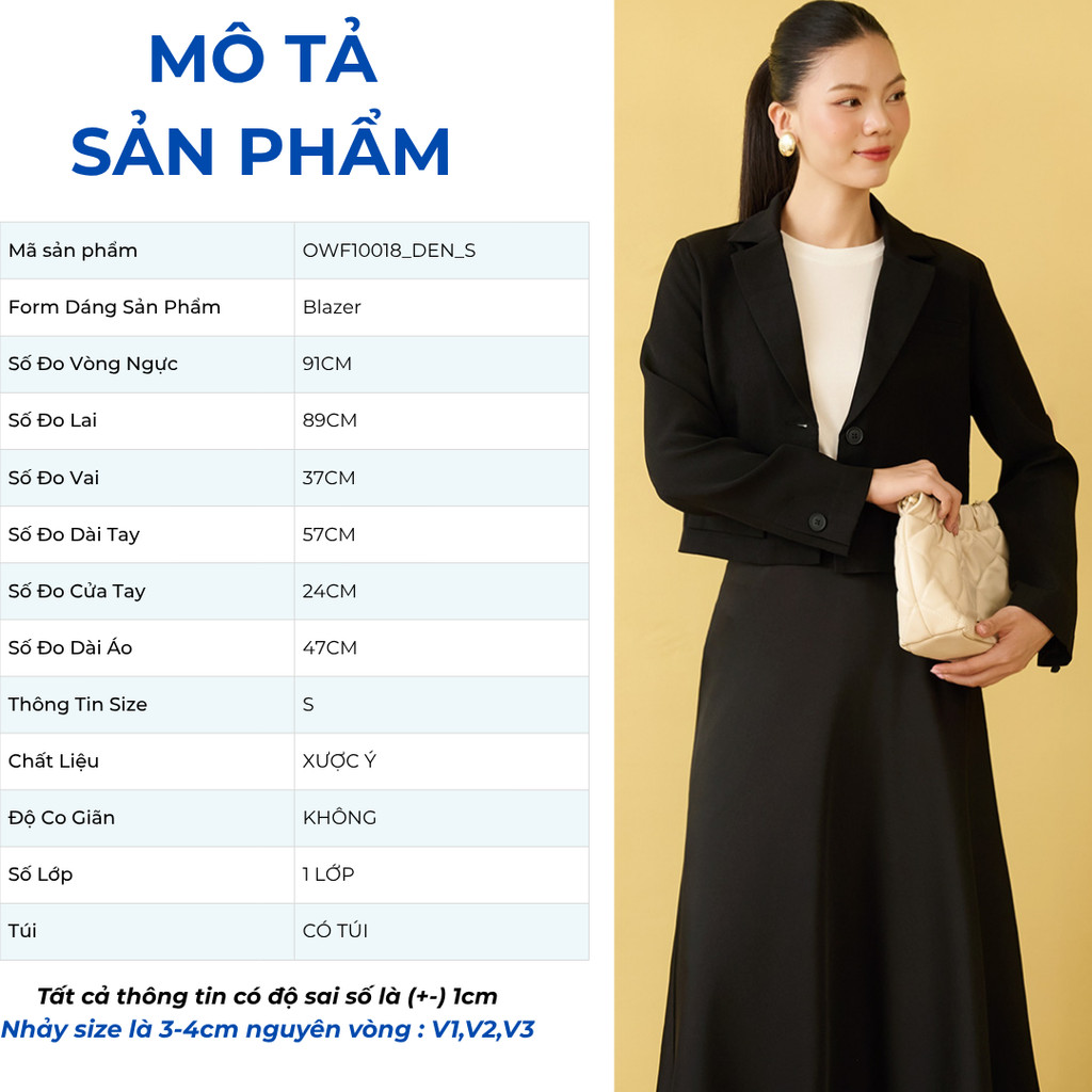 Áo Blazer Nữ Dáng Lửng GUMAC Tay Dài Đính Nút Có Đệm Vai Thanh Lịch OWF10018