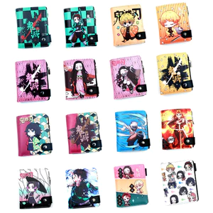 Ví ngắn đựng tiền xu có nút bấm in hình anime Kamado Agatsuma Zenitsu Inosuke Demon Slayer cho nữ