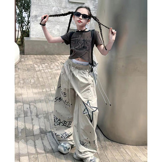 Set áo thun và quần ống rộng phong cách hiphop Mỹ – Trang phục streetwear cá tính cho bé gái