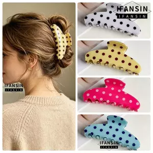 Kẹp Cá Mập IFASIN, Kẹp Tóc Chấm Bi Màu Kẹo In Hình, Kẹp Tóc Thanh Lịch Kích Thước Lớn 10CM Dễ Thương Nữ