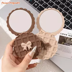 FAVORITEGOODS Gương du lịch di động, Gương bỏ túi Mini gấp kính chất lượng cao, Họa tiết vách ngăn bền Kích thước nhỏ Trang điểm gương tròn Sử dụng
